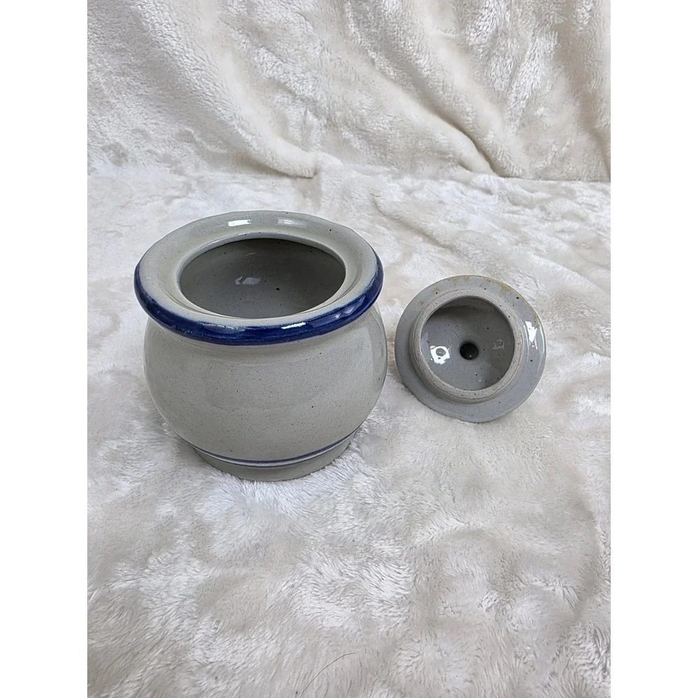 Ceramic Mug‎ Set Sugar Bowl Coffee Tea Cups Blue Rim Vintage Kitchenware